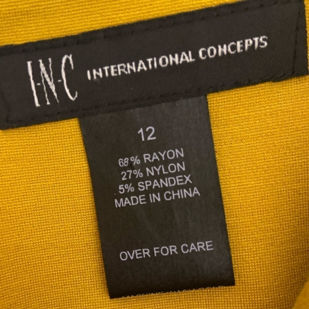 I.N.C International Concepts~Mustard Yellow Pencil Skirt~Back Slit~Size 12 - Picture 4 of 6
